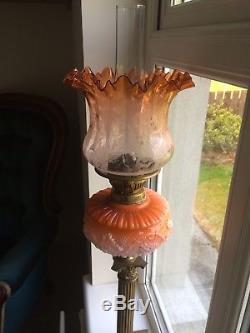 Suberb Victorian Amber Complete Oil Lamp