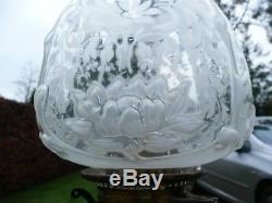 Super Antique Original Clear Glass Victorian Nouveau Acid Etched Oil Lamp Shade