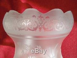 Super Quality Rare Satin Pearl Glass Etch Swan Victorian Oil Lamp Shade