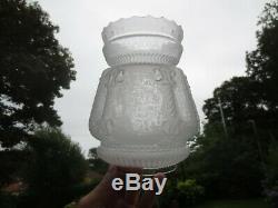 Superb 1890's Victorian Antique Embossed & Etched Duplex Oil Lamp Shade