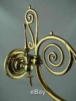 Superb Antique Brass Wall Bracket, Duplex Ruby Glass Oil Lamp, Drop In Font
