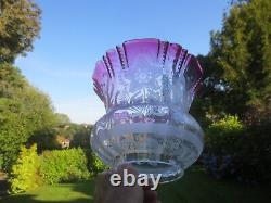 Superb Antique Cranberry Glass Duplex Tulip Oil Lamp Shade