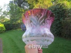 Superb Antique Cranberry Glass Duplex Tulip Oil Lamp Shade