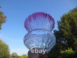 Superb Antique Cranberry Glass Duplex Tulip Oil Lamp Shade