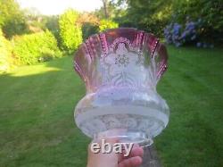 Superb Antique Cranberry Glass Duplex Tulip Oil Lamp Shade