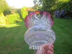 Superb Antique Cranberry Glass Duplex Tulip Oil Lamp Shade