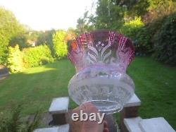 Superb Antique Cranberry Glass Duplex Tulip Oil Lamp Shade