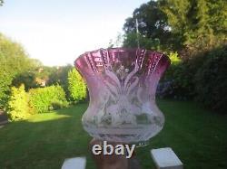 Superb Antique Cranberry Glass Duplex Tulip Oil Lamp Shade