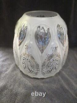 Superb Antique Moulded & Etched Glass Pattern Beehive Duplex Oil Lamp Shade