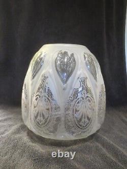 Superb Antique Moulded & Etched Glass Pattern Beehive Duplex Oil Lamp Shade