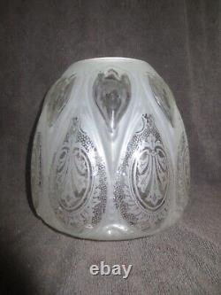 Superb Antique Moulded & Etched Glass Pattern Beehive Duplex Oil Lamp Shade