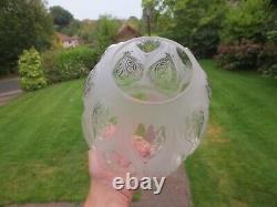Superb Antique Moulded & Etched Glass Pattern Beehive Duplex Oil Lamp Shade