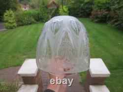 Superb Antique Moulded & Etched Glass Pattern Beehive Duplex Oil Lamp Shade