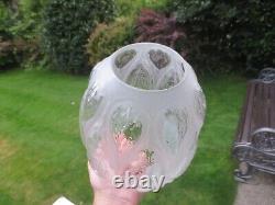 Superb Antique Moulded & Etched Glass Pattern Beehive Duplex Oil Lamp Shade