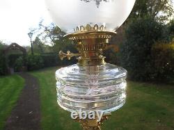 Superb Antique Original Victorian Brass Sunlight Oil Lamp & Original Shade