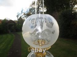 Superb Antique Original Victorian Brass Sunlight Oil Lamp & Original Shade