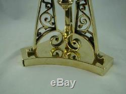 Superb Antique Polished Brass Oil Lamp Base Drop In Font + Young's Duplex Burner