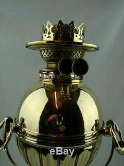 Superb Antique Polished Brass Oil Lamp Base Drop In Font + Young's Duplex Burner