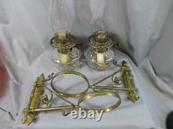 Superb Antique Rare Pair Of Victorian Cast Brass Wall Oil Lamps Wright & Butler