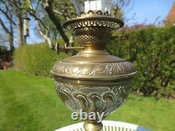Superb Antique Veritas Original Victorian Brass Oil Lamp & Chimney