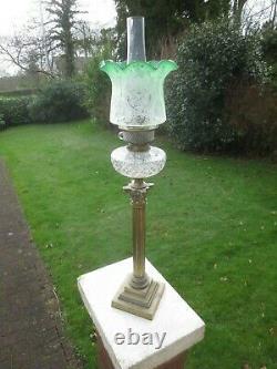 Superb Antique Veritas Tulip Green Acid Etched Duplex Oil Lamp Shade