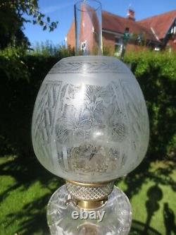 Superb Antique Victorian Acid Etched Beehive Duplex Oil Lamp Shade