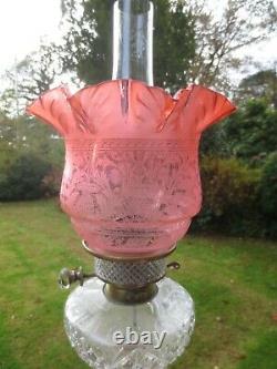 Superb Antique Victorian Glass Duplex Oil Lamp Shade