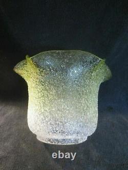 Superb Antique Victorian Green Rare Crackle / Ice Effect Duplex Oil Lamp Shade