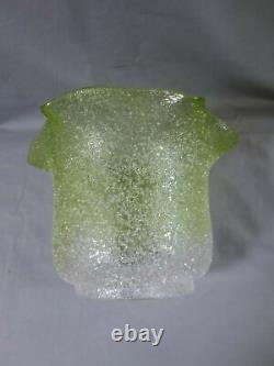 Superb Antique Victorian Green Rare Crackle / Ice Effect Duplex Oil Lamp Shade