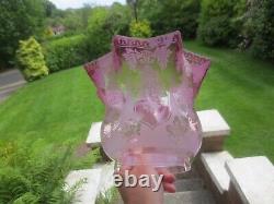 Superb Antique Victorian Veritas Cranberry Glass Duplex Tulip Oil Lamp Shade