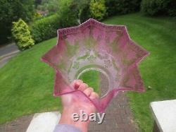 Superb Antique Victorian Veritas Cranberry Glass Duplex Tulip Oil Lamp Shade