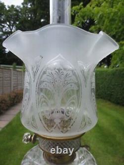 Superb Antique Victorian Veritas Glass Duplex Oil Lamp Shade