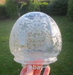 Superb Antique Victorian Veritas Rare Shaped Acid Etched Duplex Oil Lamp Shade