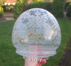 Superb Antique Victorian Veritas Rare Shaped Acid Etched Duplex Oil Lamp Shade