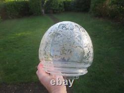 Superb Antique Victorian Veritas Rare Shaped Acid Etched Duplex Oil Lamp Shade