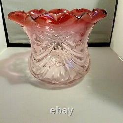 Superb Cranberry Victorian Oil Lamp Shade With Frilled Edges