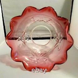 Superb Cranberry Victorian Oil Lamp Shade With Frilled Edges
