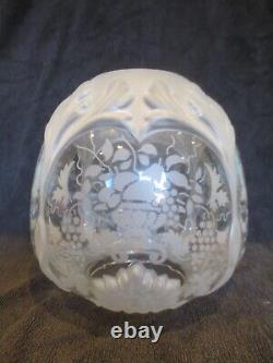 Superb Embossed Moulded & Etched Glass Beehive Duplex Oil Lamp Shade