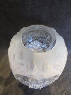 Superb Embossed Moulded & Etched Glass Beehive Duplex Oil Lamp Shade