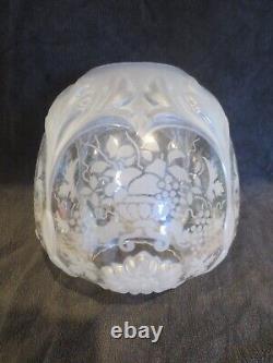 Superb Embossed Moulded & Etched Glass Beehive Duplex Oil Lamp Shade