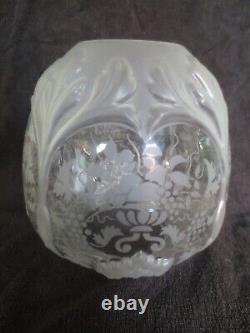 Superb Embossed Moulded & Etched Glass Beehive Duplex Oil Lamp Shade