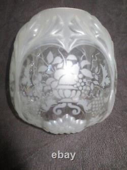 Superb Embossed Moulded & Etched Glass Beehive Duplex Oil Lamp Shade