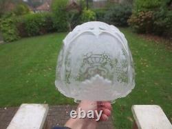 Superb Embossed Moulded & Etched Glass Beehive Duplex Oil Lamp Shade