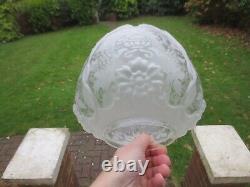 Superb Embossed Moulded & Etched Glass Beehive Duplex Oil Lamp Shade