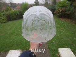 Superb Embossed Moulded & Etched Glass Beehive Duplex Oil Lamp Shade