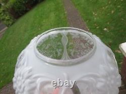 Superb Embossed Moulded & Etched Glass Beehive Duplex Oil Lamp Shade