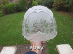 Superb Embossed Moulded & Etched Glass Beehive Duplex Oil Lamp Shade