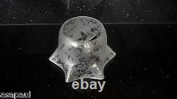 Superb Etched & Frosted Victorian Oil Lamp Shade Butterflies And Flowers