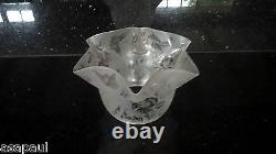 Superb Etched & Frosted Victorian Oil Lamp Shade Butterflies And Flowers