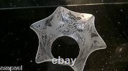 Superb Etched & Frosted Victorian Oil Lamp Shade Butterflies And Flowers